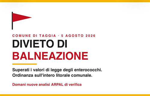 Divieto di balneazione su tutto il litorale comunale emesso in data 5 agosto 2026