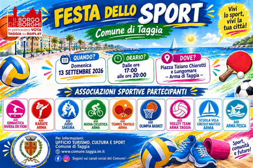 Domenica 13 settembre torna ad Arma la Festa dello Sport