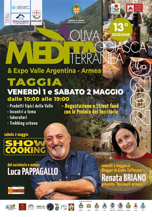 1 e 2 maggio torna Meditaggiasca & Expo Valle Argentina Armea: Luca Pappagallo e Renata Briano ospiti deccellenza. Tra le novità, lo Street Food delle Pro Loco