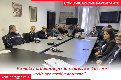 Firmata l’ordinanza sulla sicurezza e il decoro durante le ore serali e notturne